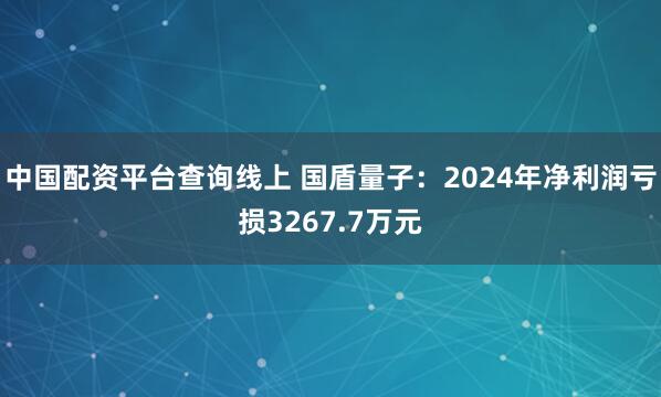 中国配资平台查询线上 国盾量子：2024年净利润亏损3267.7万元